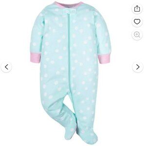 Onesies Brand Sleep ‘N Play Footed Pajamas Teal Polka Dots NB